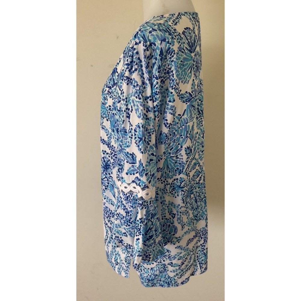 Lilly Pulitzer Hollie Tunic Blouse Womens Medium Blue - Picture 6 of 11